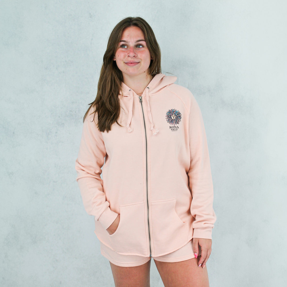 Original Sun Womens Zip Hoodie - Blush/Cotton Candy
