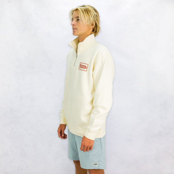 Standout Mens Half Zip Sweatshirt - Bone