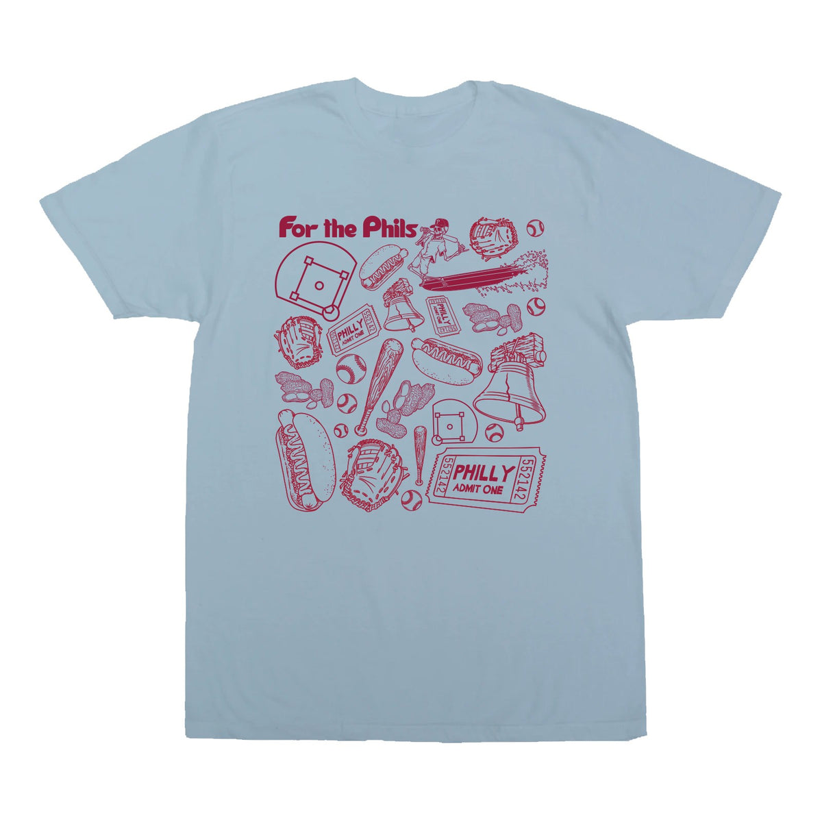 For the Phils Pattern Mens T-Shirt - Washed Stonewash Denim