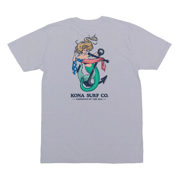 Patriot Mermaid Mens T-Shirt - Grey Heather
