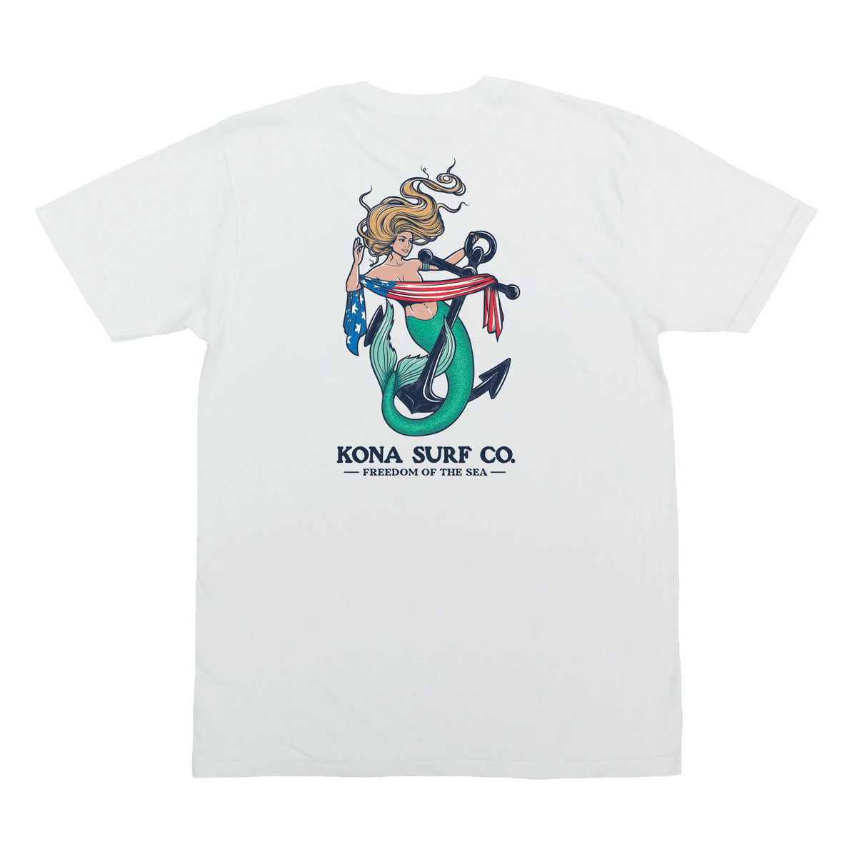 Patriot Mermaid Mens T-Shirt - Washed White