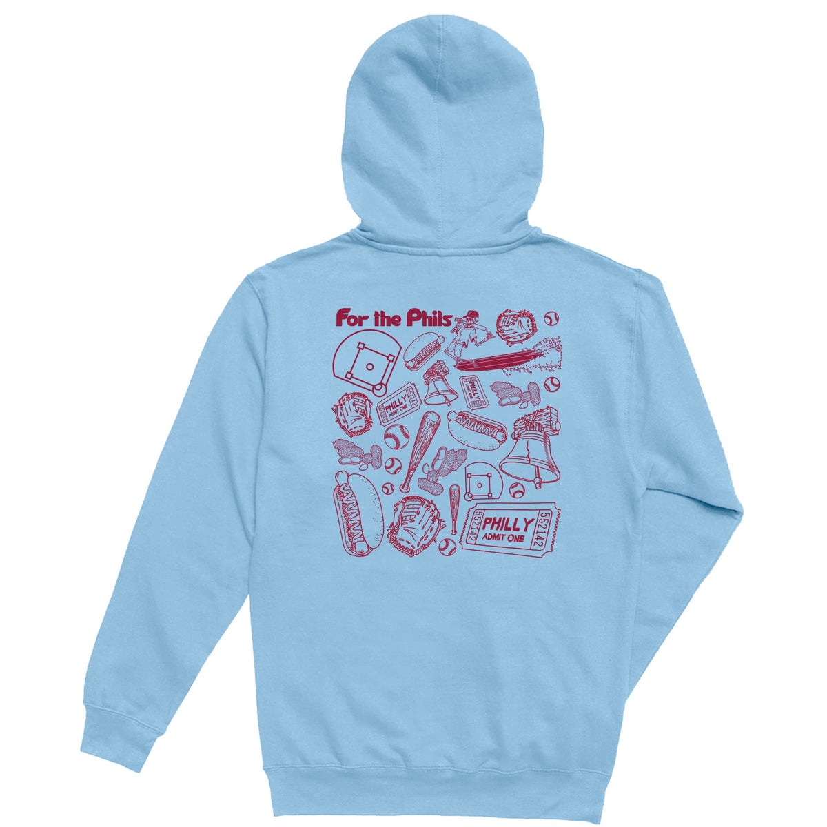 For the Phils Pattern Mens Pullover Hoodie - Blue Aqua