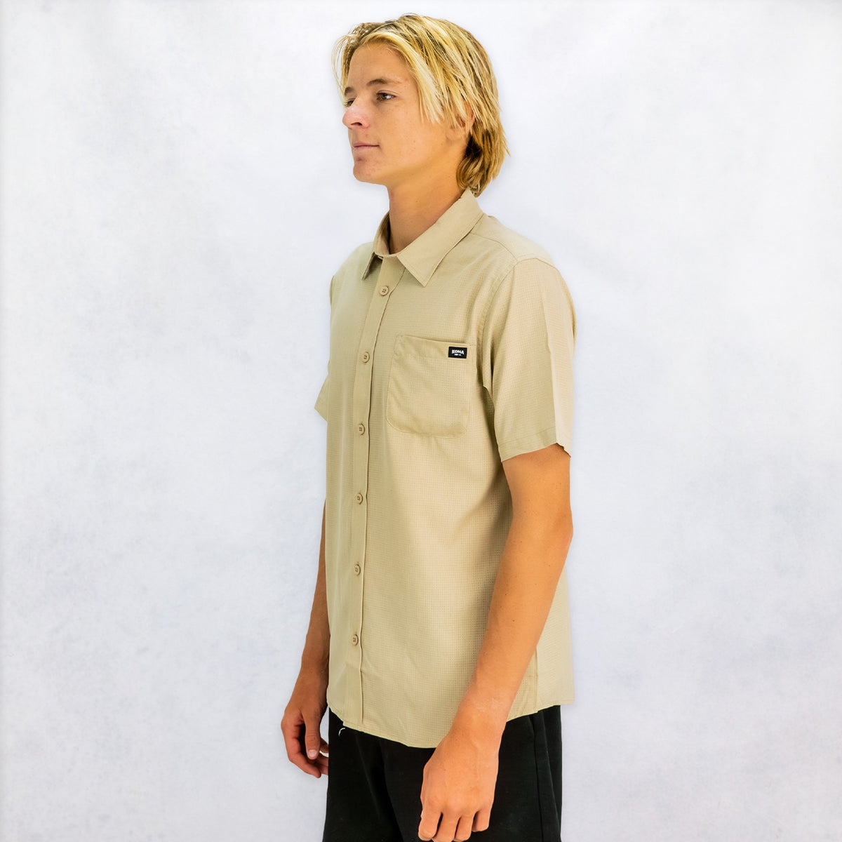 Shore Mens SS Woven - Stone