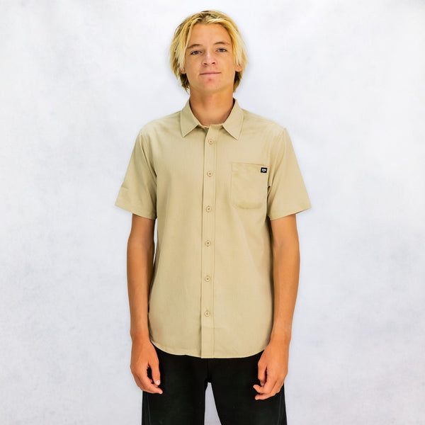 Shore Mens SS Woven - Stone