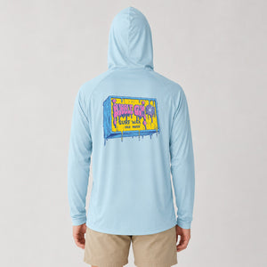 Kona x BubbleGum Collab Hooded Mens UV Sun Protection LS Shirt - Light Blue