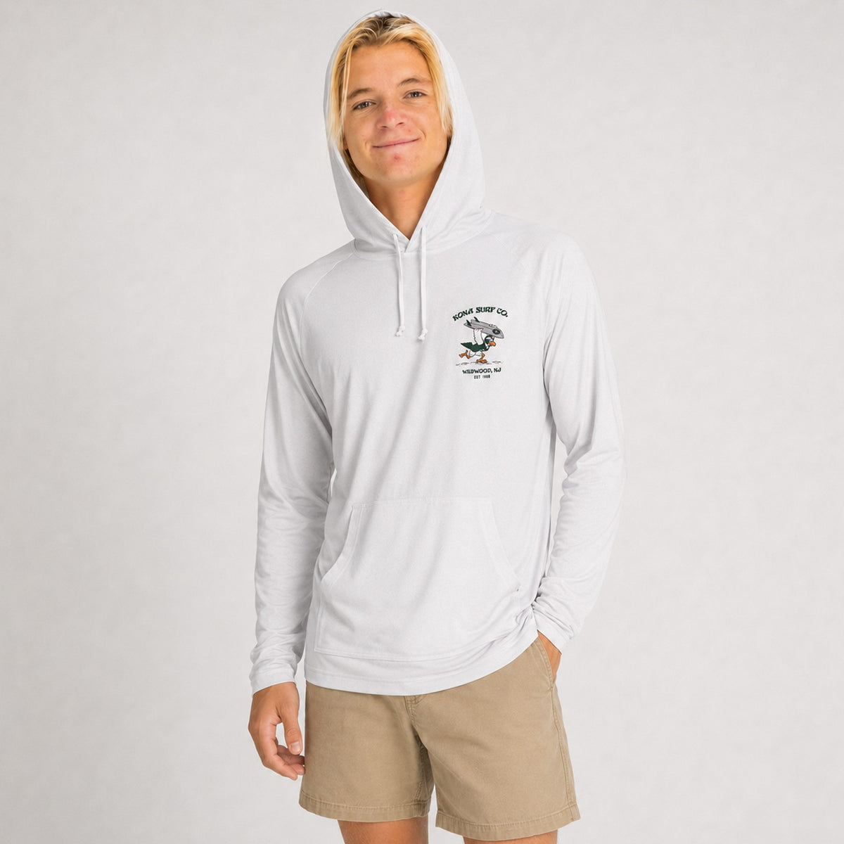 For the Birds Hooded Mens UV Sun Protection LS Shirt - Heather Grey