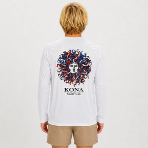 Original Sun Mens UV Sun Protection LS Shirt - White/Rwb