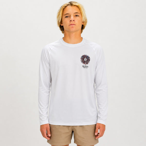 Original Sun Mens UV Sun Protection LS Shirt - White/Rwb