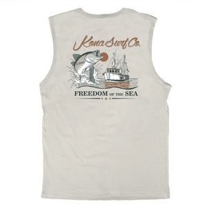 Offshore Catch Mens Muscle Tee - Natural