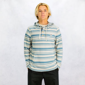 Rochester Mens Baja Pullover Hoodie - Lt. Blue/Natural