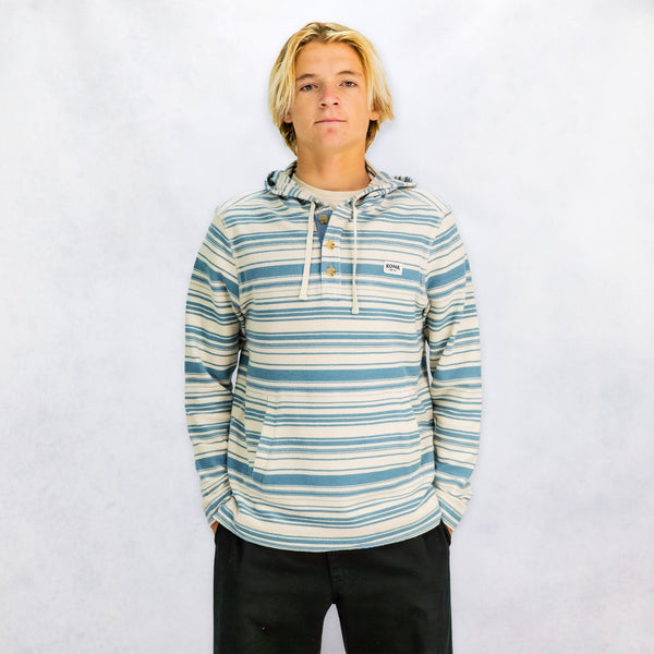 Rochester Mens Baja Pullover Hoodie - Lt. Blue/Natural