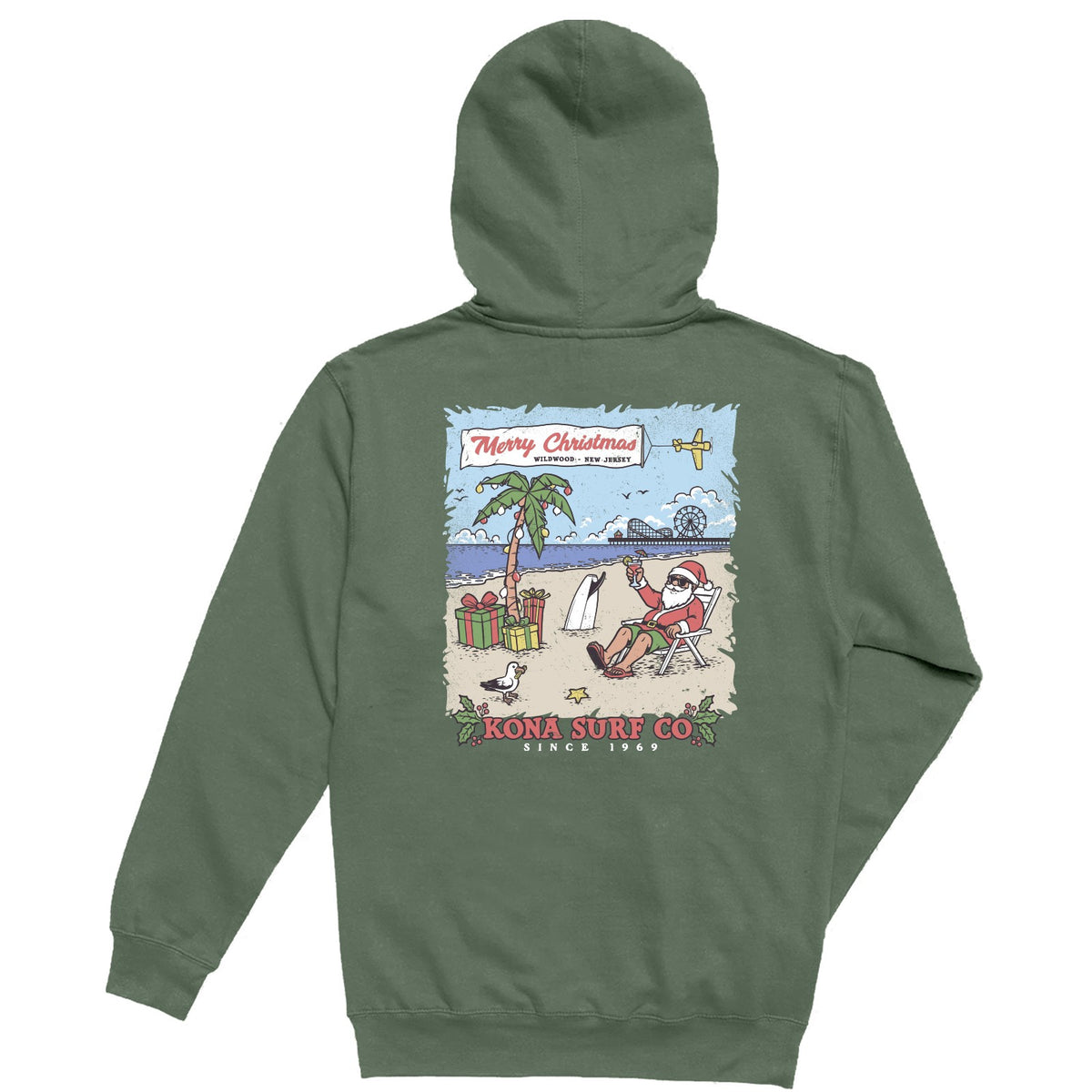 Santas Getaway Mens Pullover Hoodie - Alpine Green