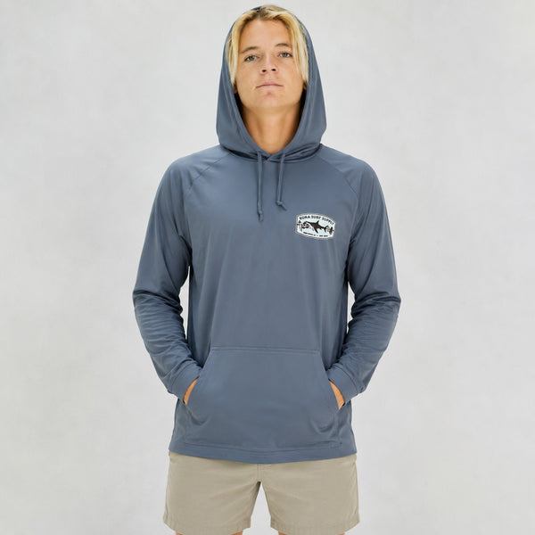 Shark-Kabob Hooded Mens UV Sun Protection LS Shirt - Cadet Blue