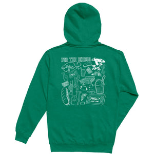 For The Birds Pattern Mens Pullover Hoodie - Kelly Green Heather