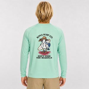 Dont Feed the Seagulls Mens UV Sun Protection LS Shirt - Mint