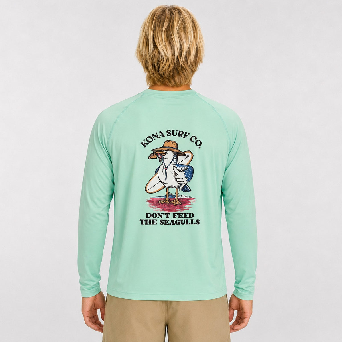 Dont Feed the Seagulls Mens UV Sun Protection LS Shirt - Mint