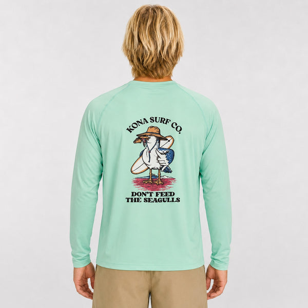 Dont Feed the Seagulls Mens UV Sun Protection LS Shirt - Mint