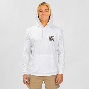 Offshore Catch Hooded Mens UV Sun Protection LS Shirt - White