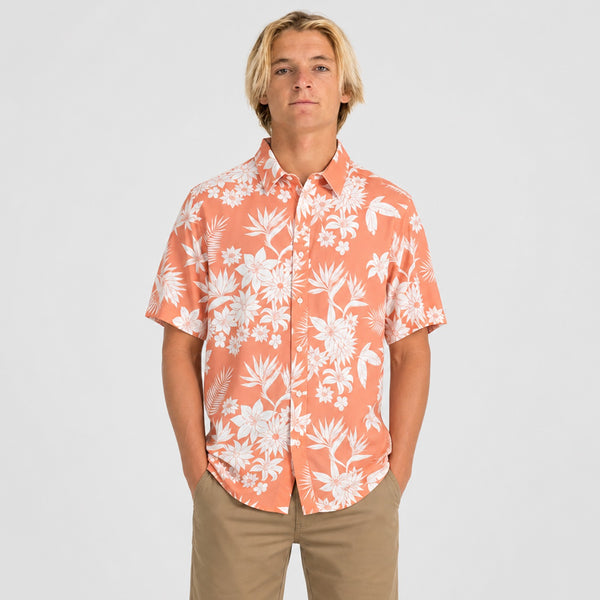 Floral Pattern Mens SS Woven - Rose