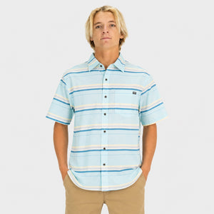 Stripe Pattern Mens SS Woven - Aqua Stripe