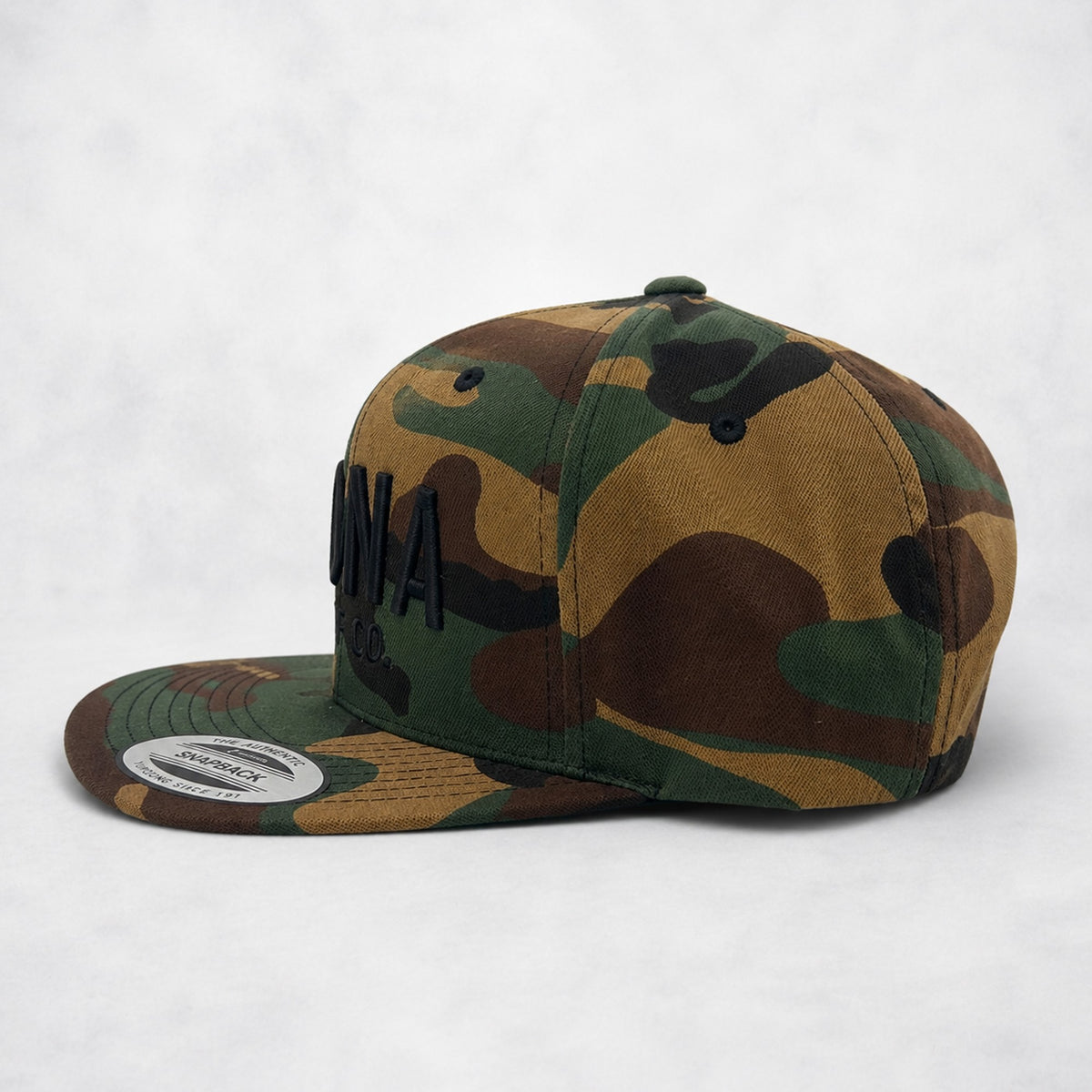 3D Standard Mens Snapback Hat - Green Camo/Black