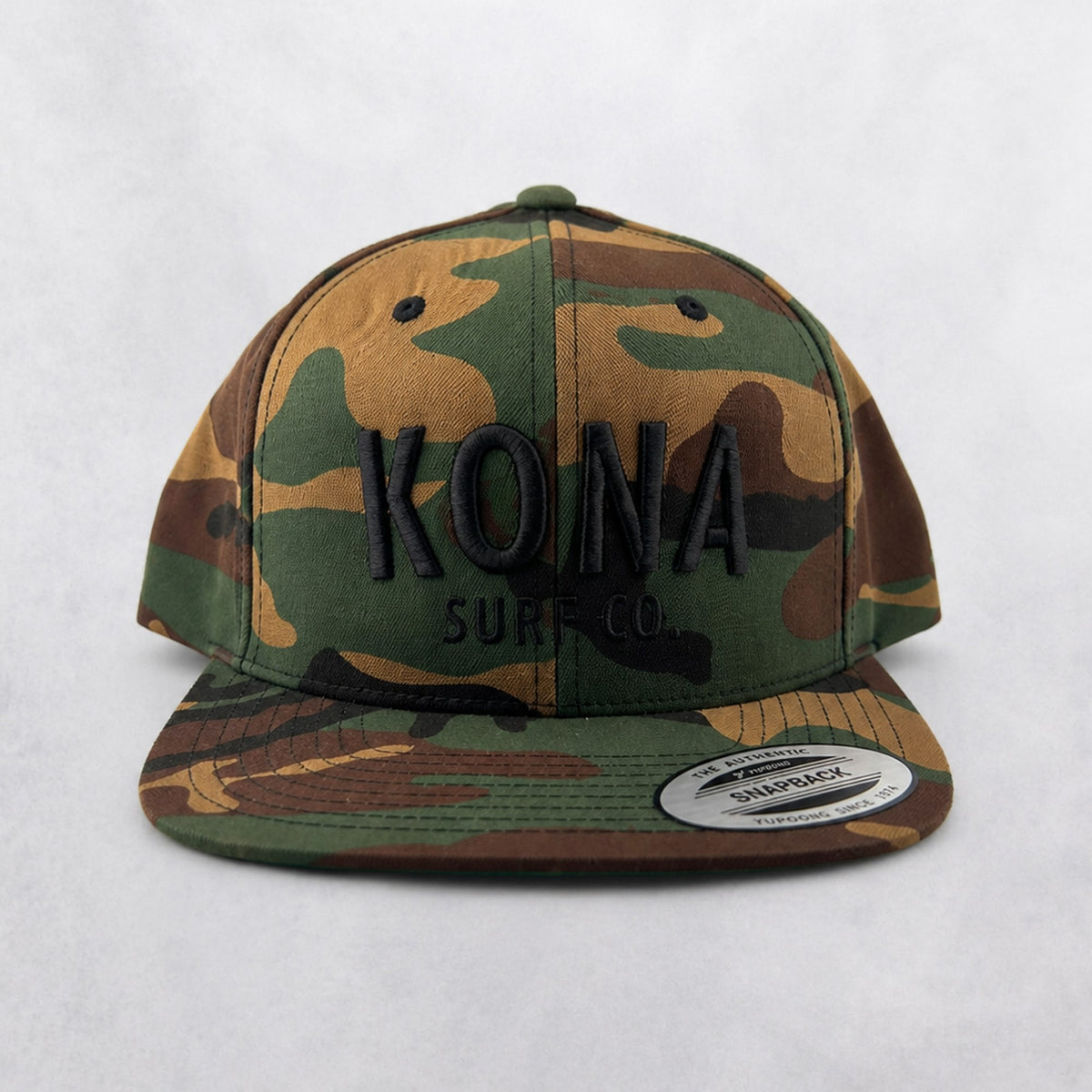 3D Standard Mens Snapback Hat - Green Camo/Black