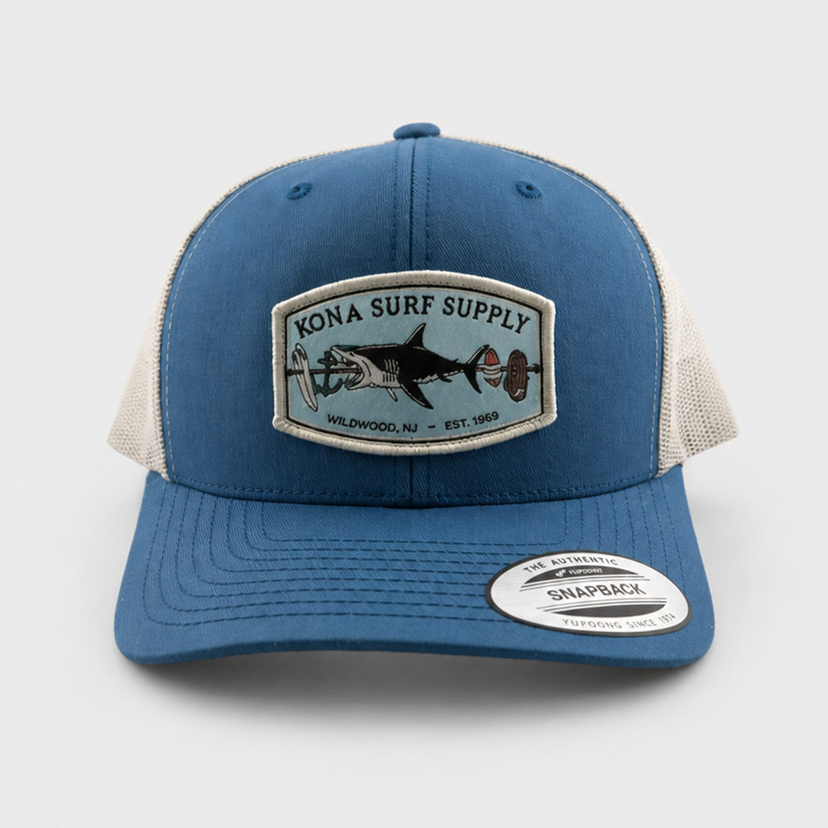 Shark Kabob 2 Mens Trucker Hat - Steel Blue/Silver