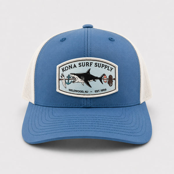 Shark Kabob 2 Mens Trucker Hat - Steel Blue/Silver