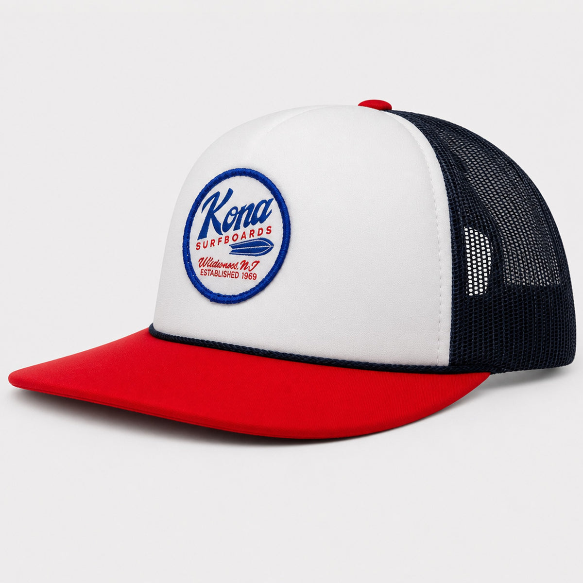 Icon Mens Trucker Hat - White/Navy/Red