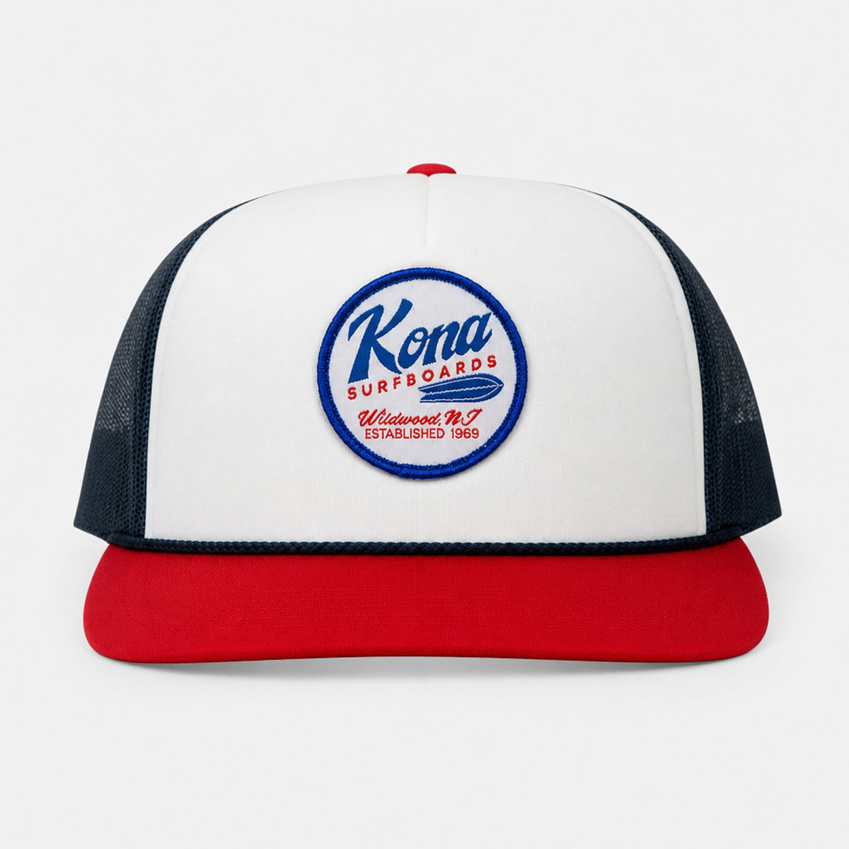 Icon Mens Trucker Hat - White/Navy/Red