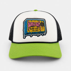 Kona x Bubble Gum 2026 Collab Mens Trucker Hat - White/Navy/Lime