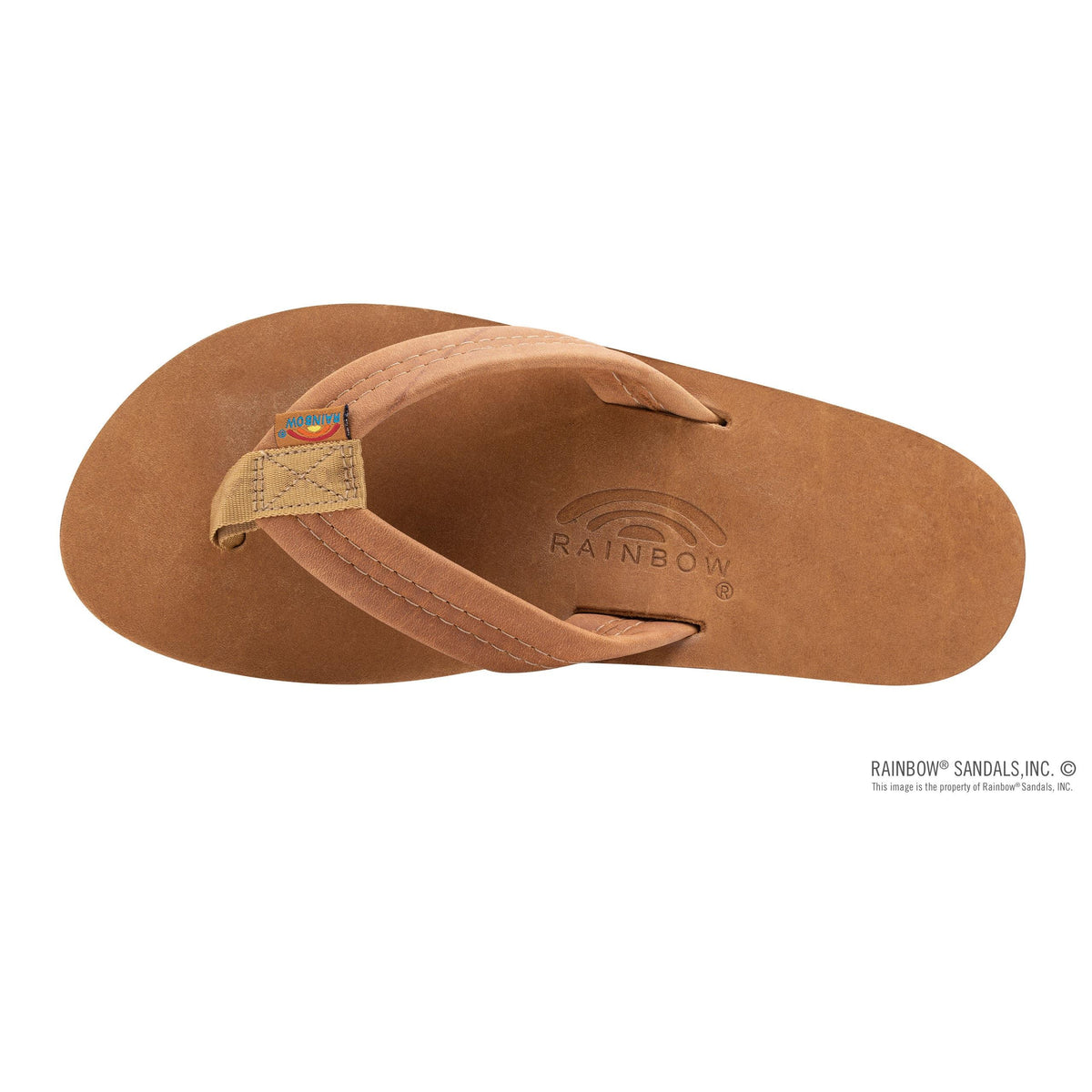 Rainbow Luxury Leather Single Layer Mens Sandals - Buckskin