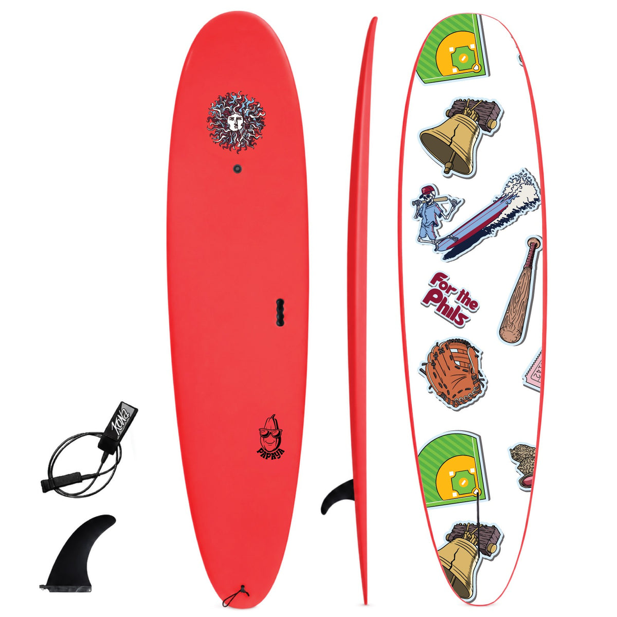 Papaya - Soft Top Foam Surfboard - Includes Leash and Fins - For The Phils