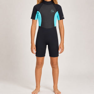 Union Jr Girls 2MM Backzip S/S Youth Springsuit - Black/Lime