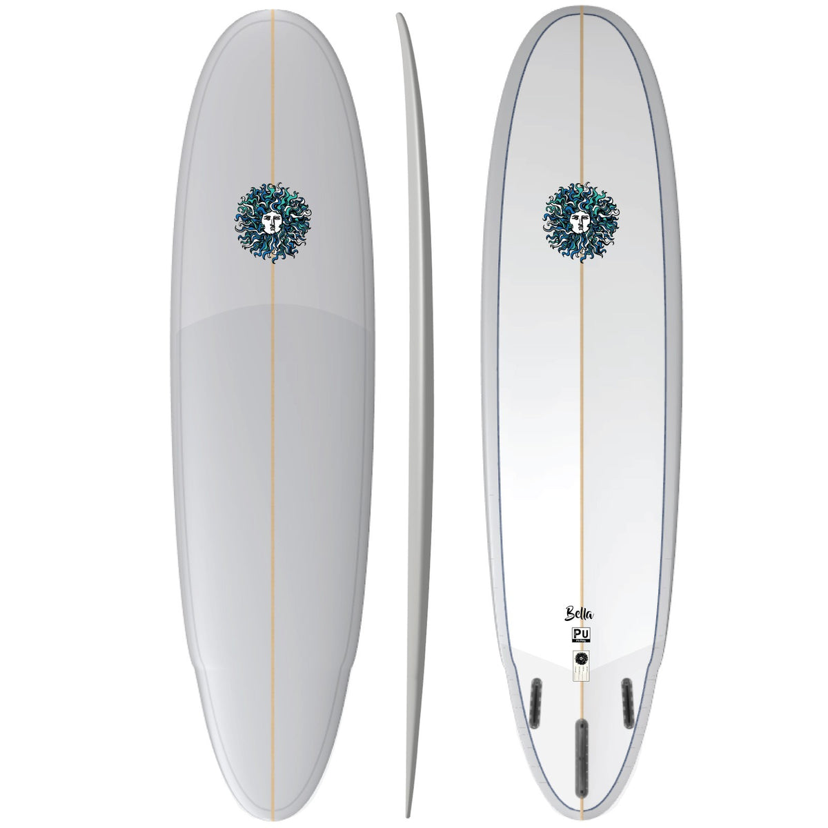 Bella PU Series Surfboard - Cool Grey Inlay