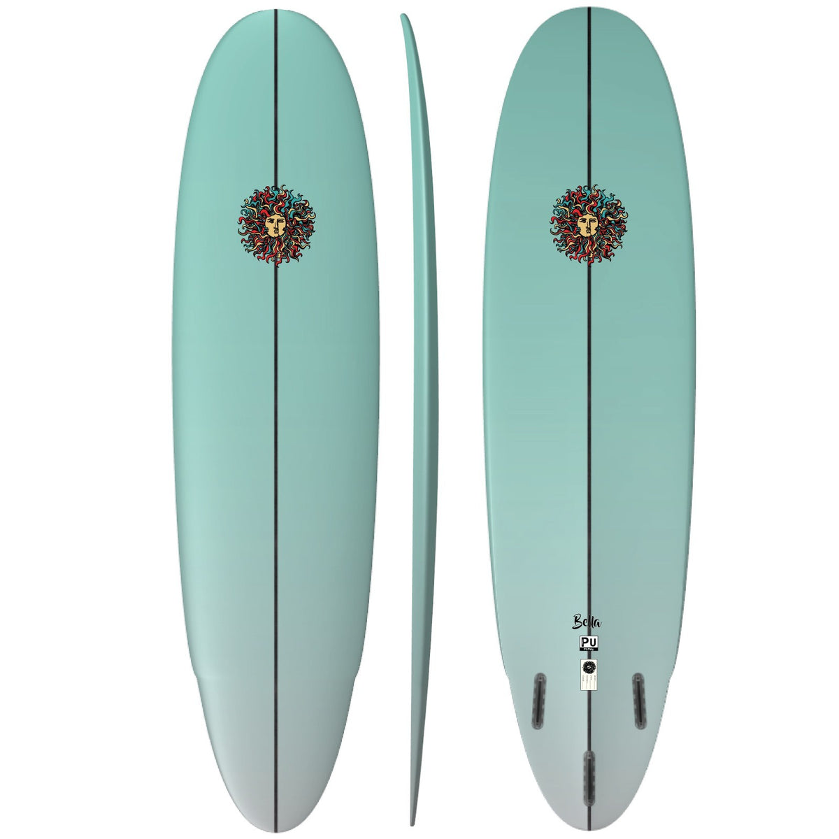 Bella PU Series Surfboard - Seafoam Fade