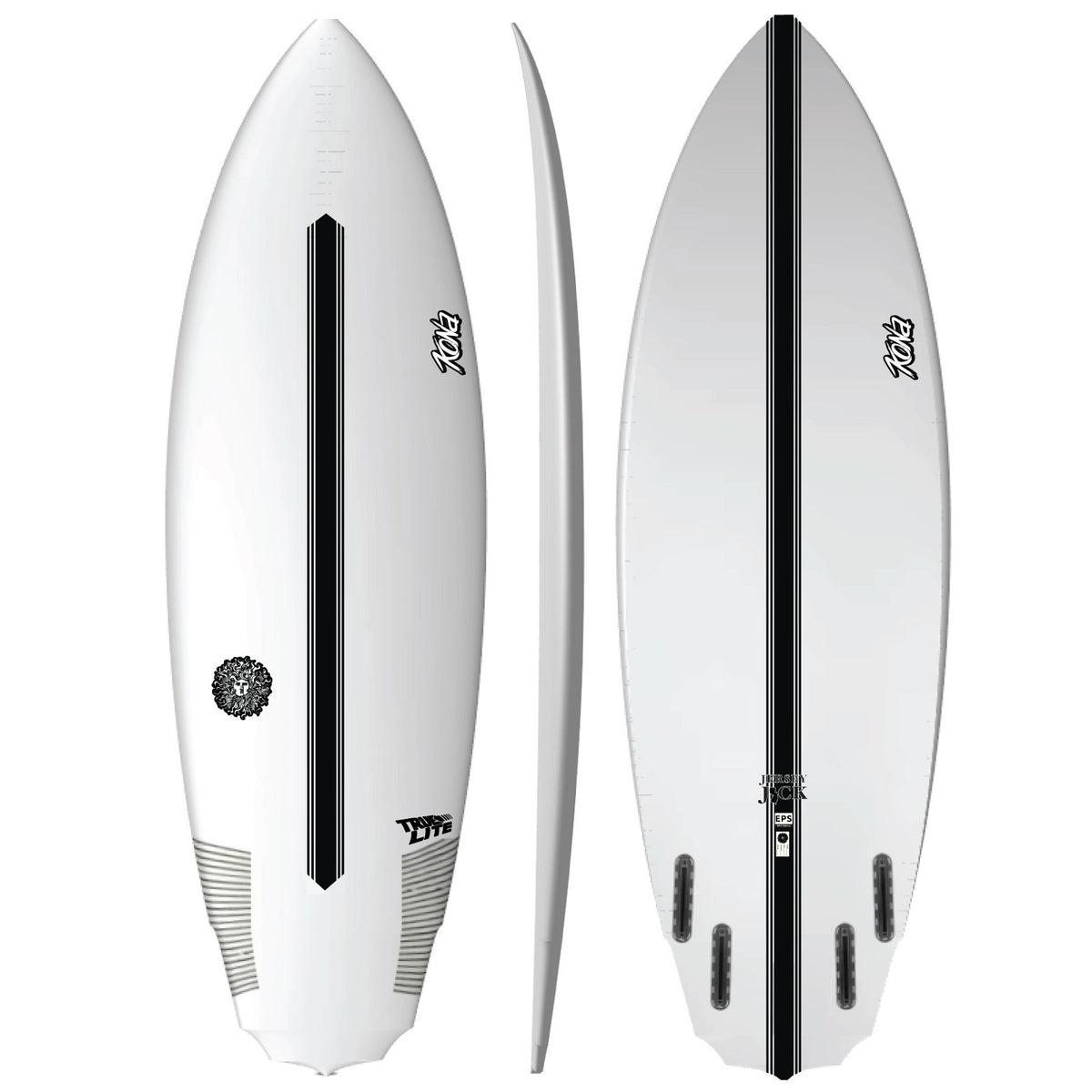 Jersey Jack EPS Truelite Series Surfboard - Clear/White
