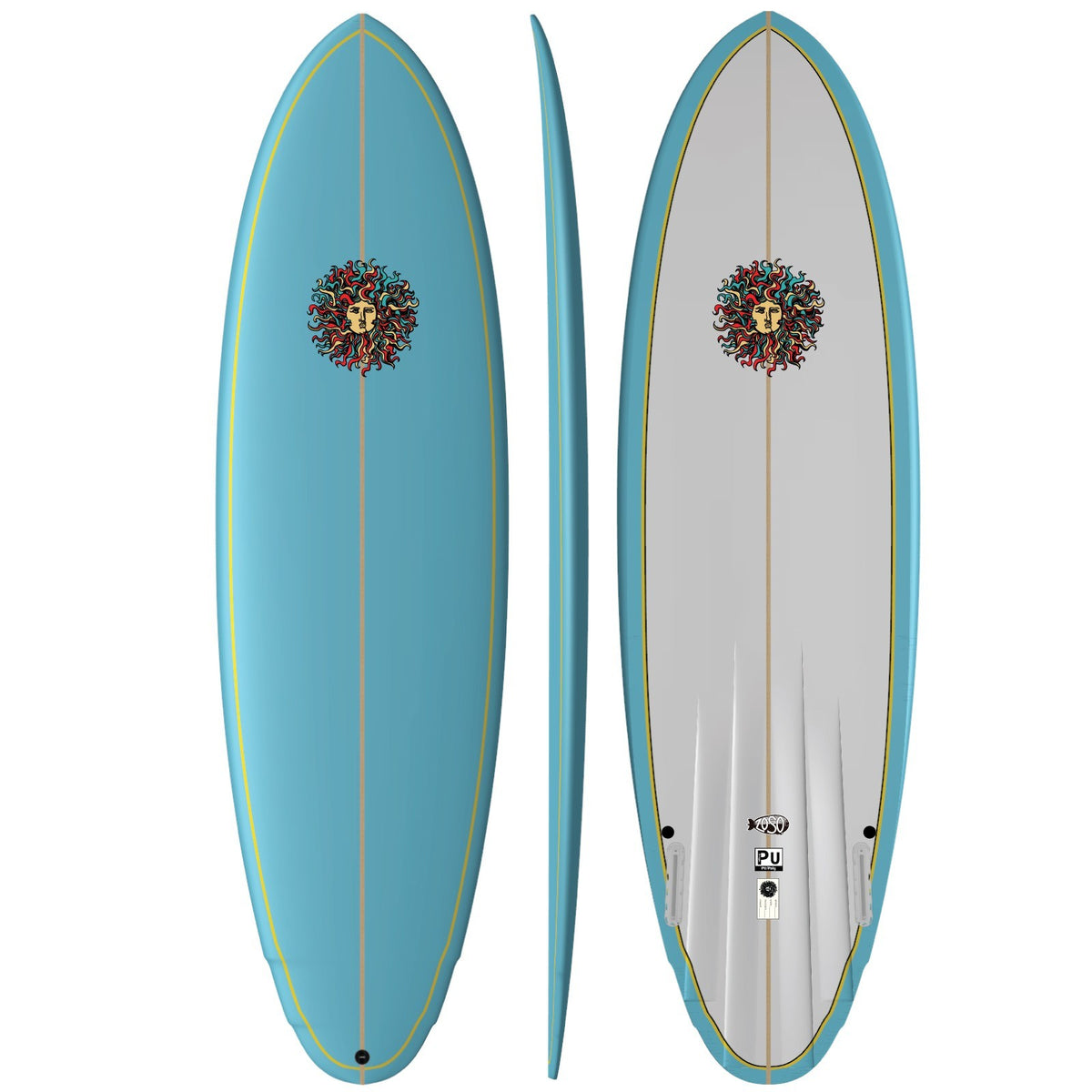ZoSO PU Series Surfboard - Baby Blue/White