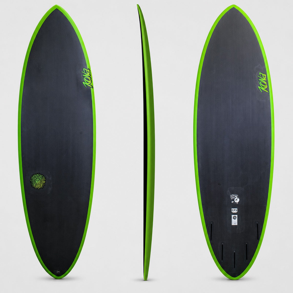 Peach Pit EPS Dark Phantom Series Surfboard - Black/Green