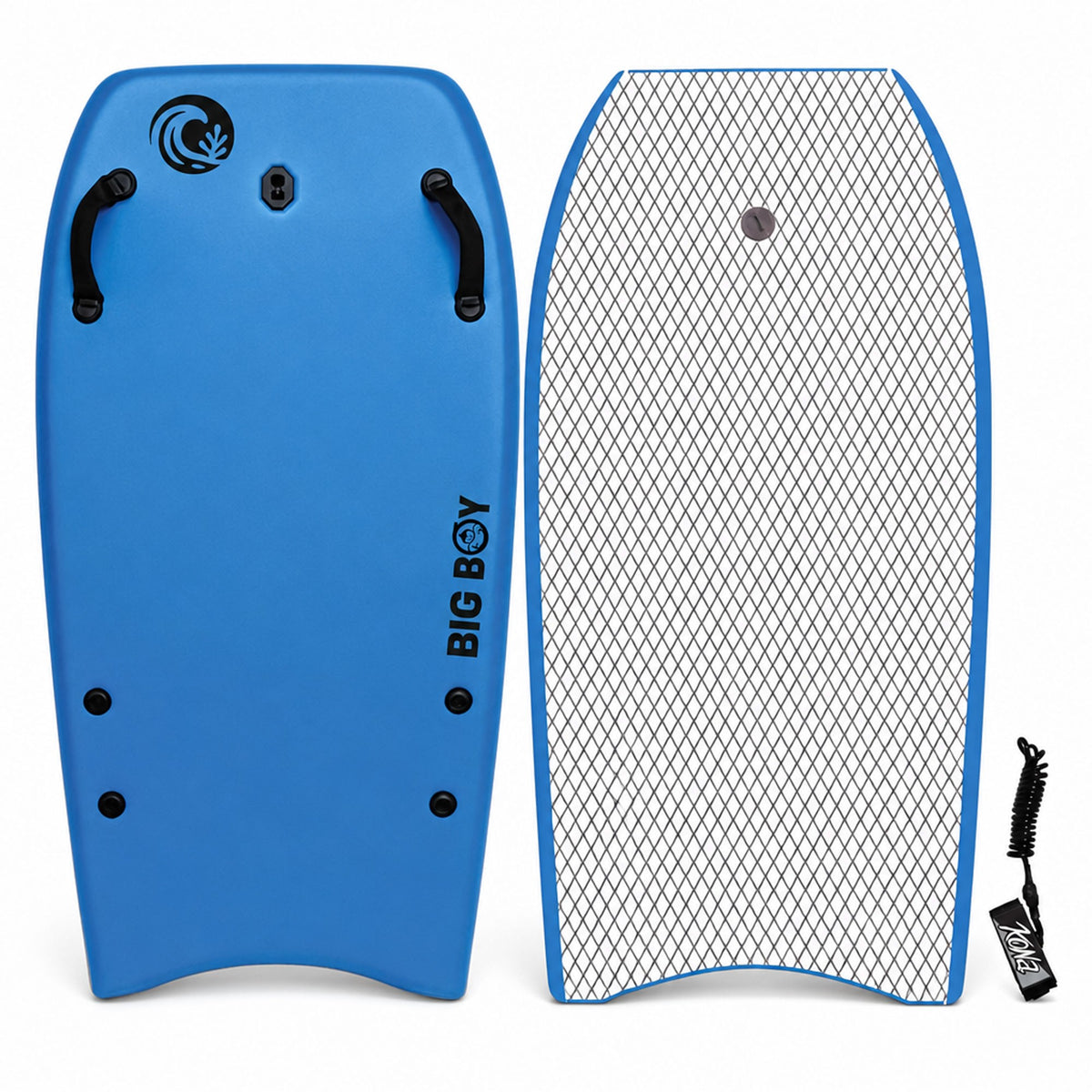 KO'A Big Boy Large 50in Foam Bodyboard for Adult and Kid Riders with Leash - Lt. Blue