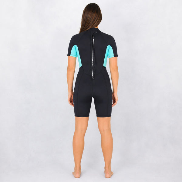 Emma 2mm Flatlock Backzip S/S Womens Springsuit - Black/Lime
