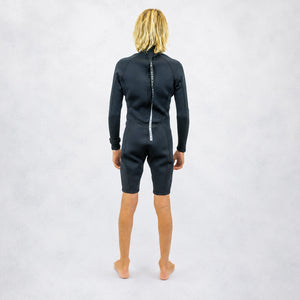 Union 3/2mm Flatlock Backzip Youth Full Wetsuit - Black