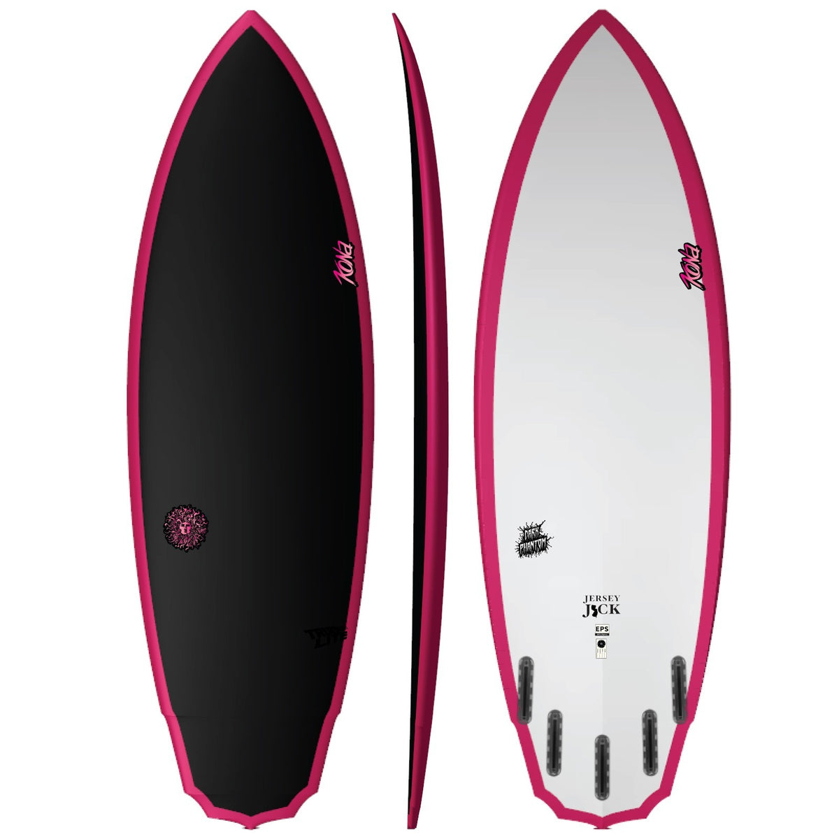 Jersey Jack EPS Dark Phantom Series Surfboard - Black/Pink