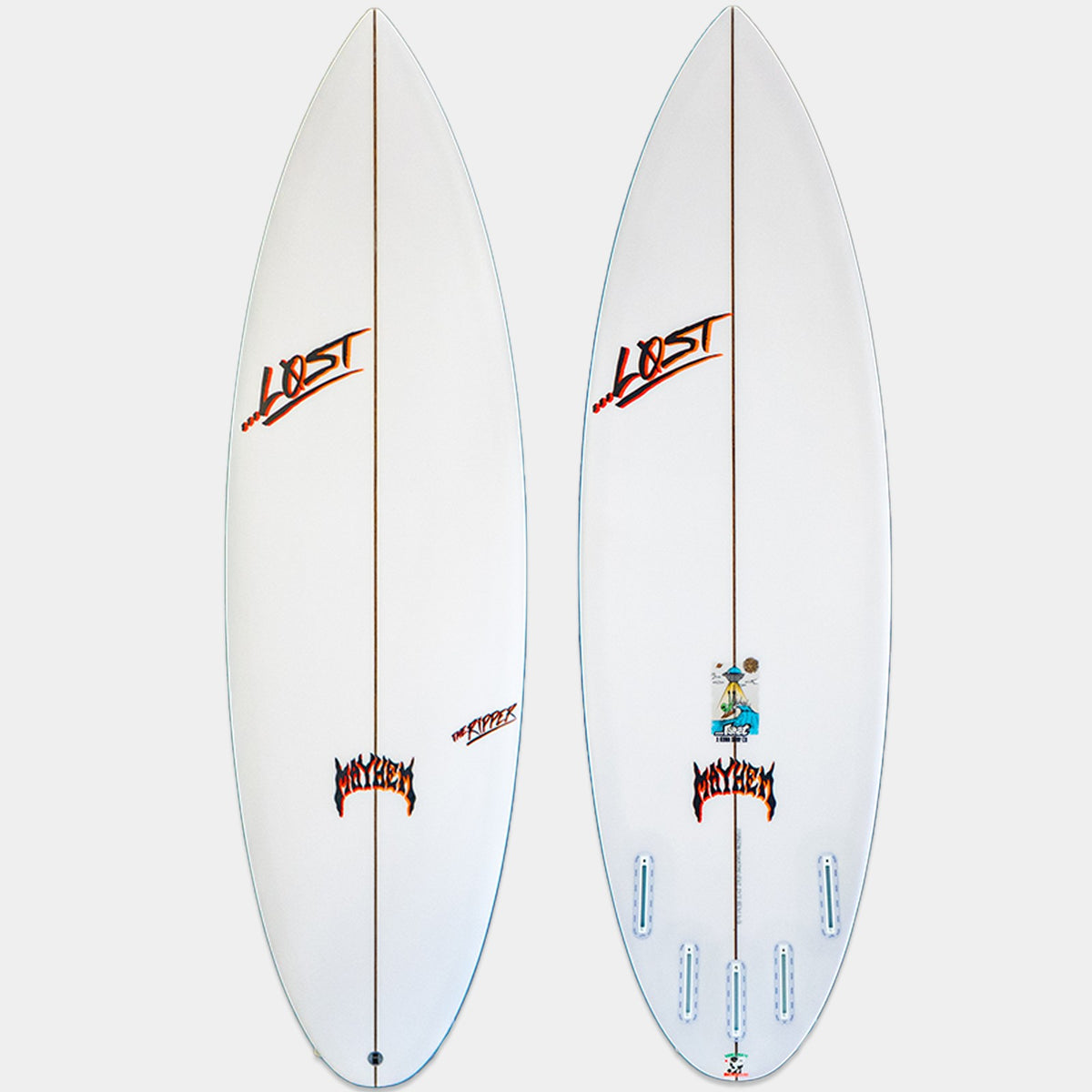 Lost The Ripper Round Surfboard - White/Orange