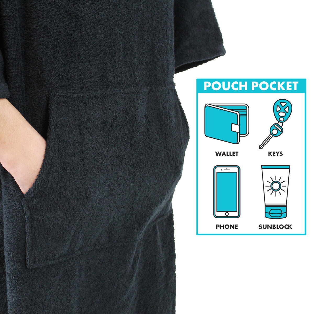 Changing Towel Surf Poncho - Black