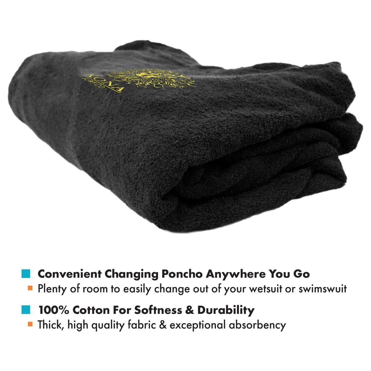 Changing Towel Surf Poncho - Black