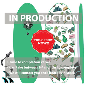 The 4-4 Soft Top Short Foam Surfboard for Beginners and Kids - Includes Leash + Fins