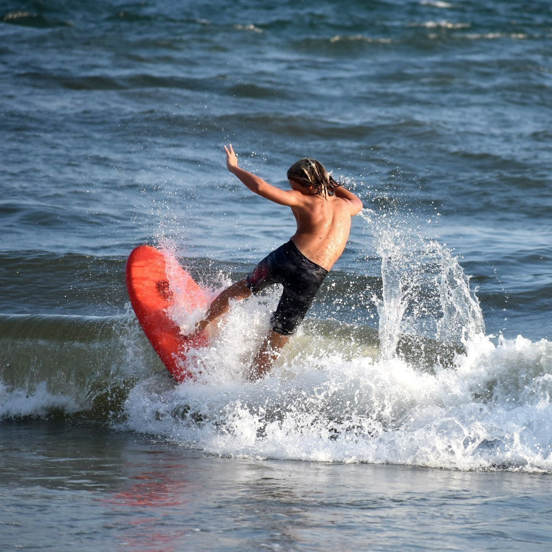 4-4 4ft 4in Bodyboard - Soft Top Short Foam Surfboard for Beginners and Kids - Includes Leash and Fins