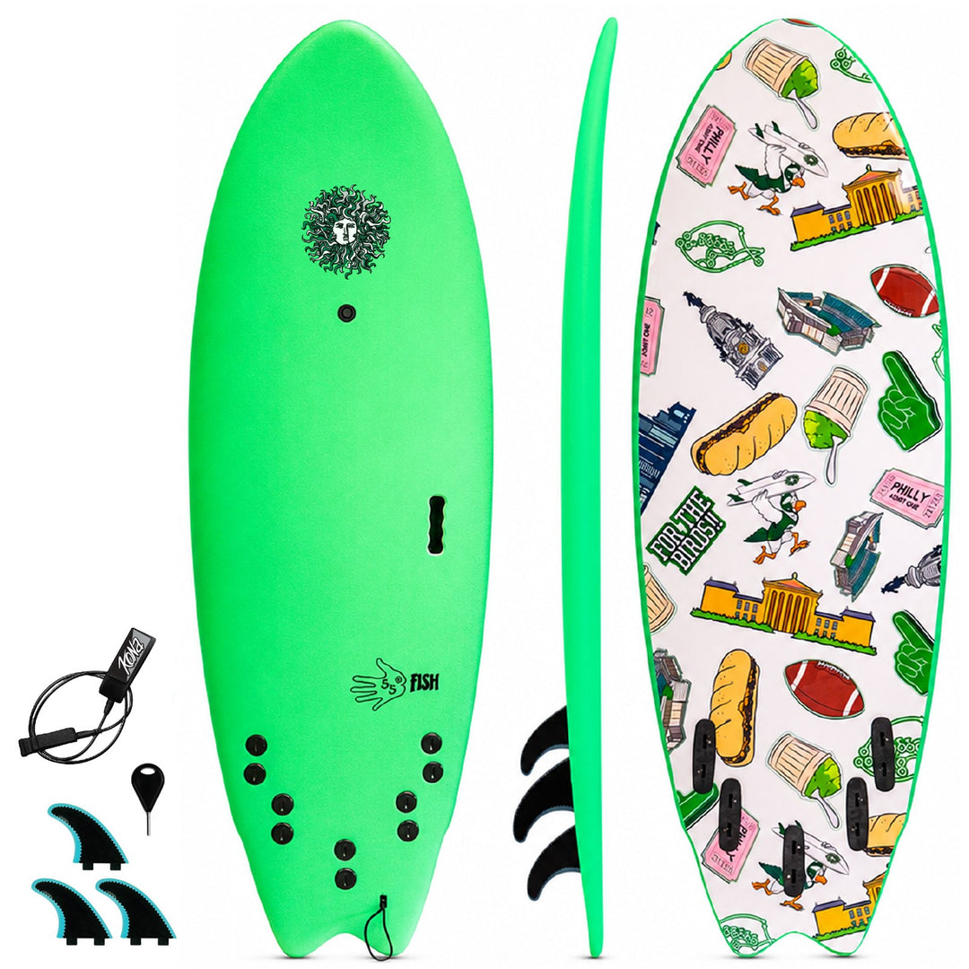 5-5 5ft 5in Fish - Soft Top Short Foam Surfboard for Beginners and 