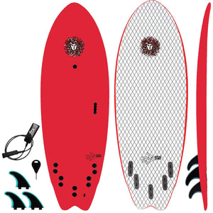 5-5 Soft Top Short Foam Surfboard for Beginners and Kids - Includes Leash + Fins